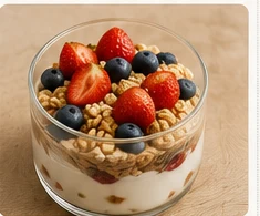 Lanche com frutas e iogurte